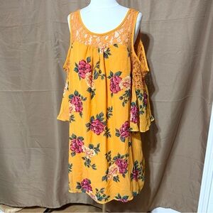 Trixxi Mustard Yellow Lace Floral Dress